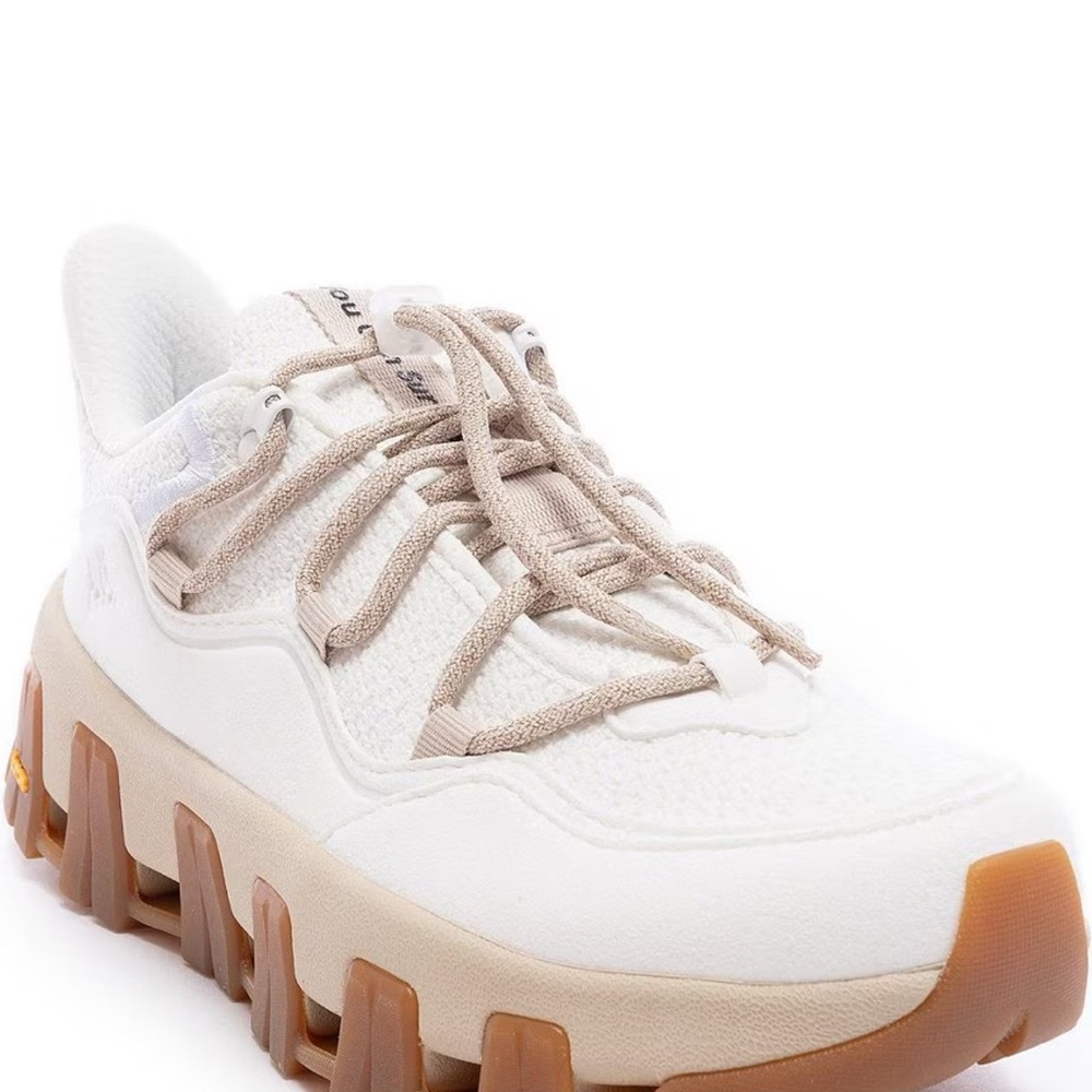 P448 White and Tan Women's Sneakers